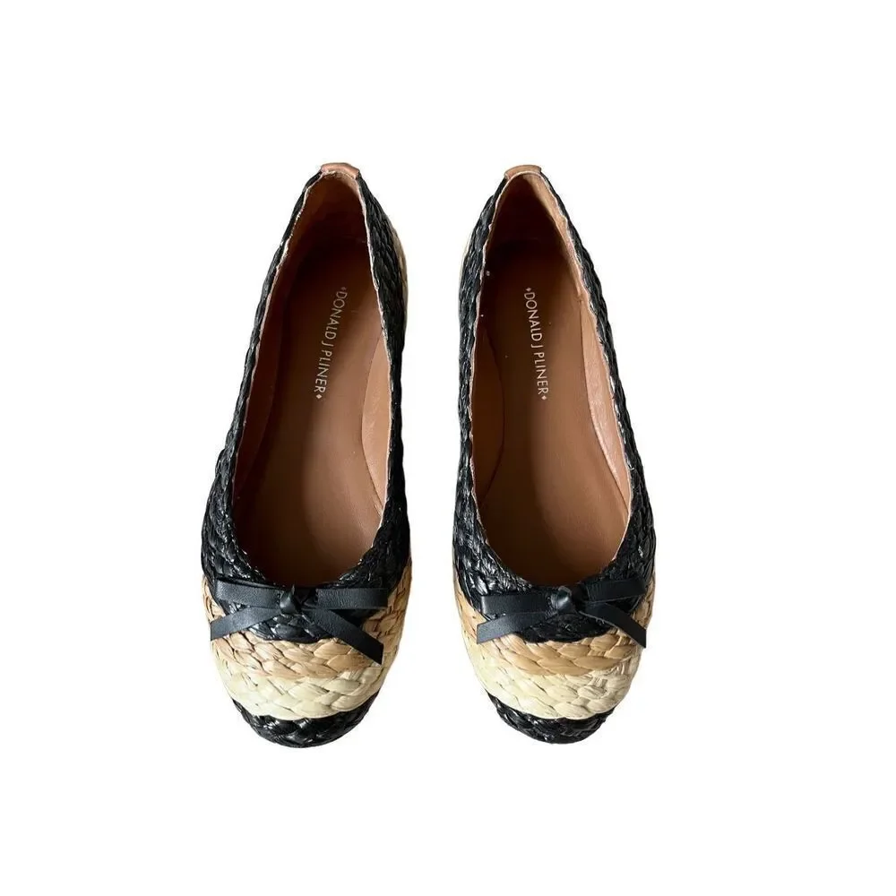 Donald Pliner Gret Braided Rafia‎ Woven Tri-color Ballet Flats size 6